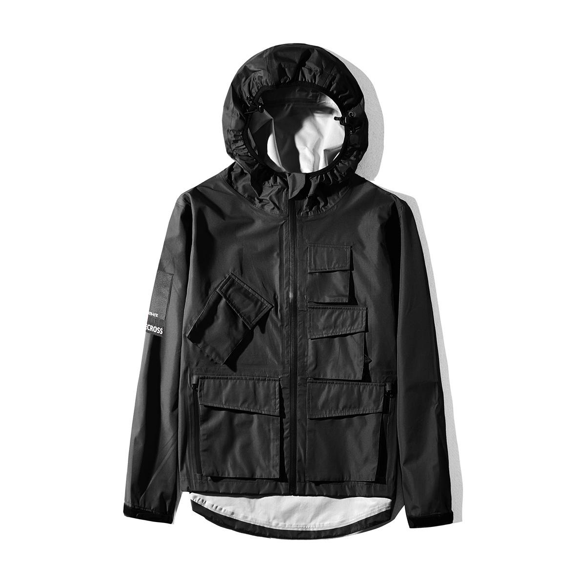 

CR Новый мужской топ с капюшоном, мужская ветрозащитная и водонепроницаемая уличная горная функциональная рабочая куртка с Instagram XXL чёрный