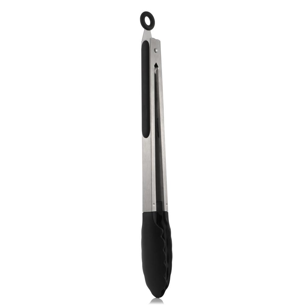 Outdoor BBQ Tools Appliances Salad Food Clip Barbecue Tongs Silicone Handle Stainless Steel Head