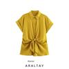 Araltay New Arrival Fashion Style Women's Clothing Fashion All-Match Casual Minimalist Linen Bow Tie Shirt 8138389