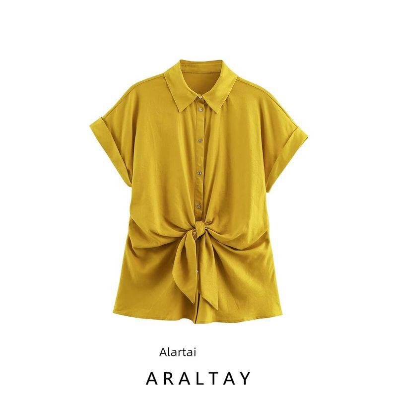 Araltay New Arrival Fashion Style Women's Clothing Fashion All-Match Casual Minimalist Linen Bow Tie Shirt 8138389