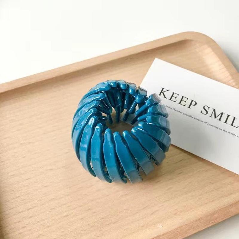 Pince à cheveux chignon en forme de nid d'oiseau en plastique extensible vintage géométrique pour faire des chignons, pinces à cheveux, support queue de cheval pour filles