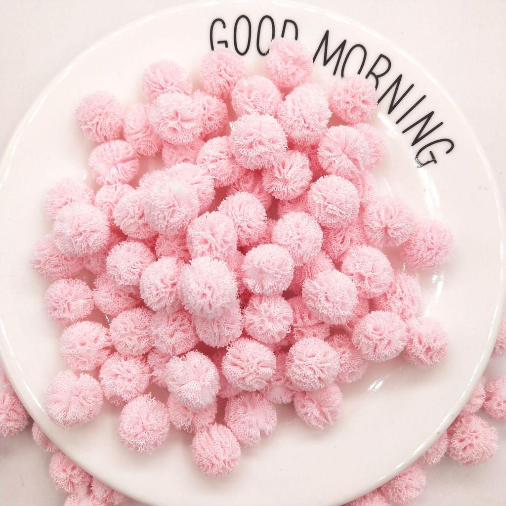 1,5 cm Doppelfarbiges Elastisches Netzblumen-Pompon-Spitzen-Haarschmuck, DIY Koreanischer Stil