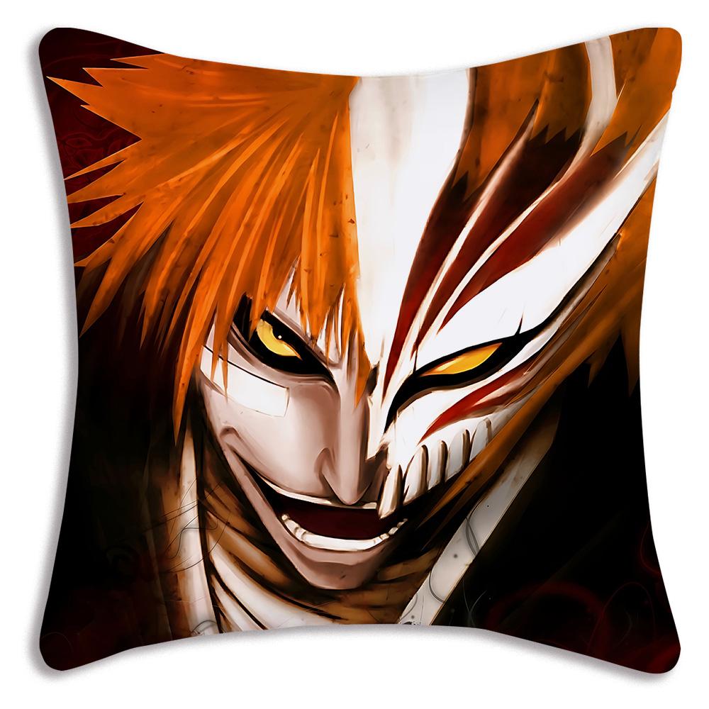 Hot Anime Bleach Ichigo Pillow Covers Cartoon Sofa Decorative Home Double-Sided Printing Short Plush Cute Cushion Cover