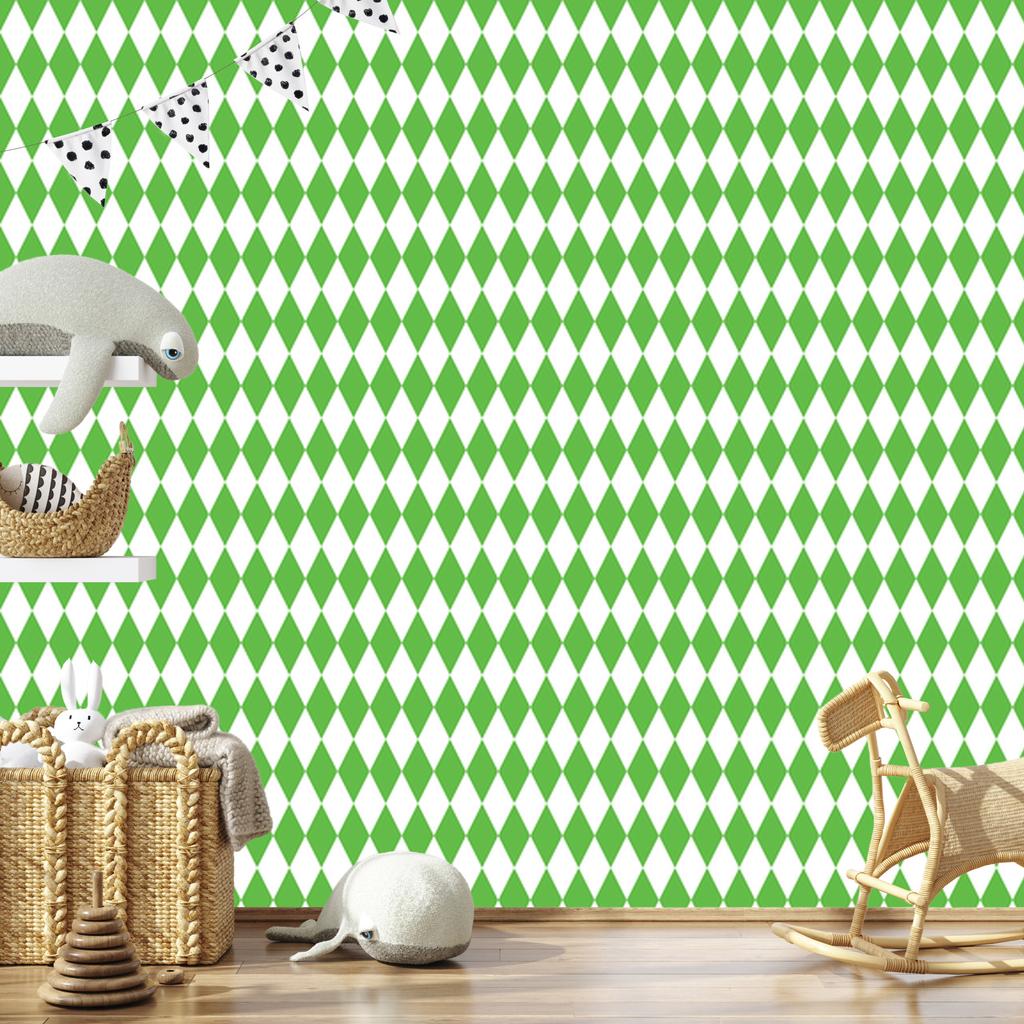 Harlequin Diamonds Wallpaper Green, White and Mint 50x1000