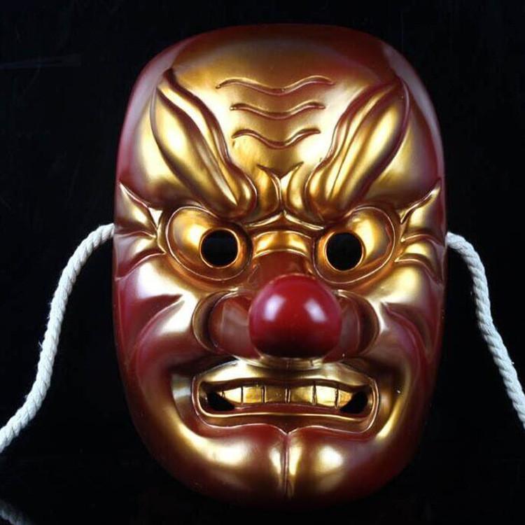Stunning Red And Gold Tengu Mask For Halloween Festivities And Costume Parties
