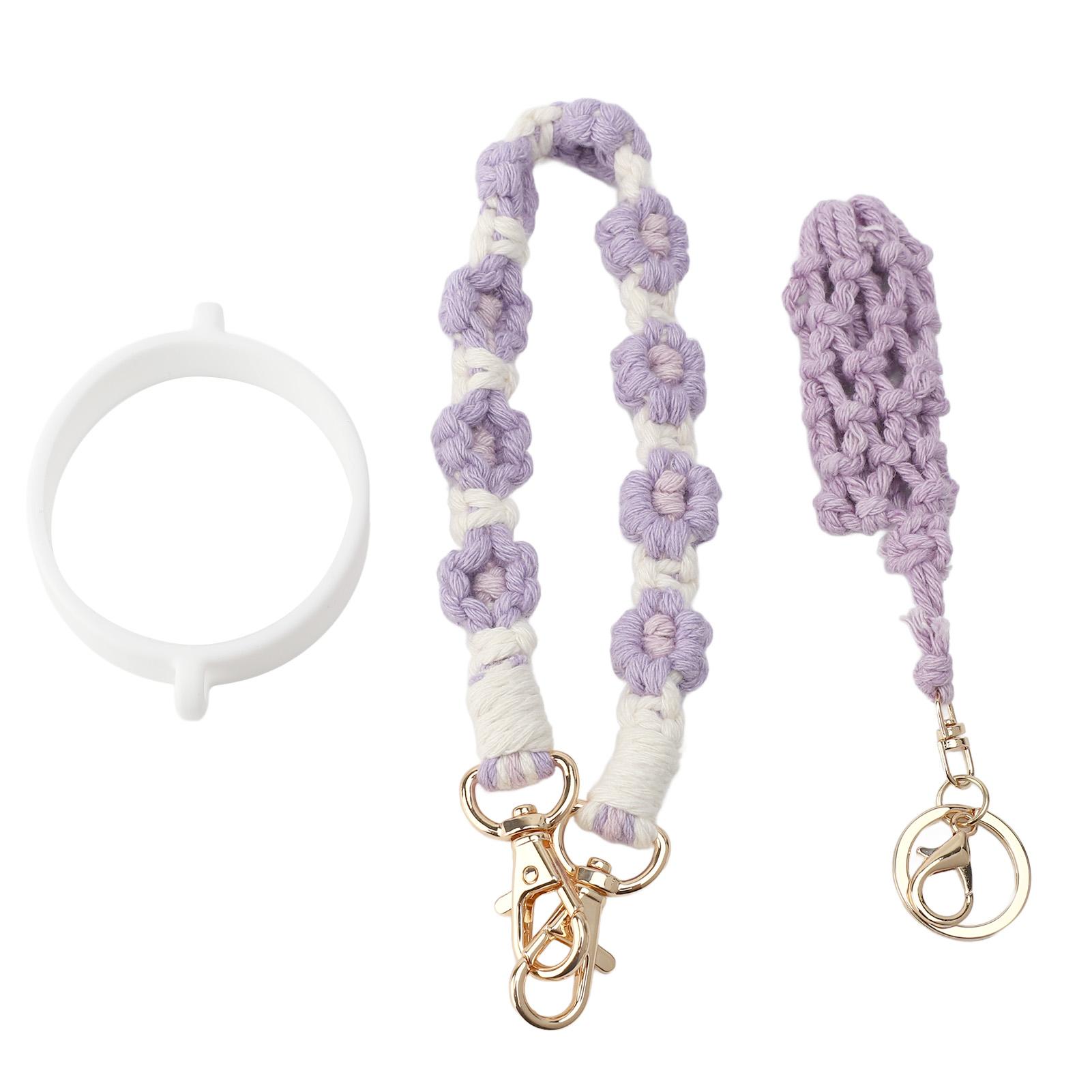 

3pcs Set Daisy Flower Water Bottle Handle Strap Cup Hand Strap Handcraft Woven Cup Rope for 16-40 фиолетовый