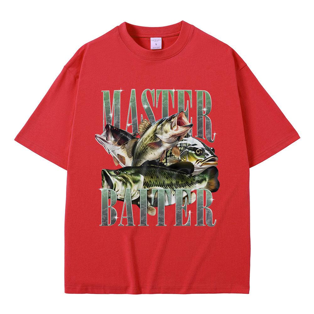 Master Baiter Bass Fishing Fisher Funny Meme Graphic Tshirts Men Casual Cotton Tshirt Short Sleeve Vintage Oversized T Shirts
