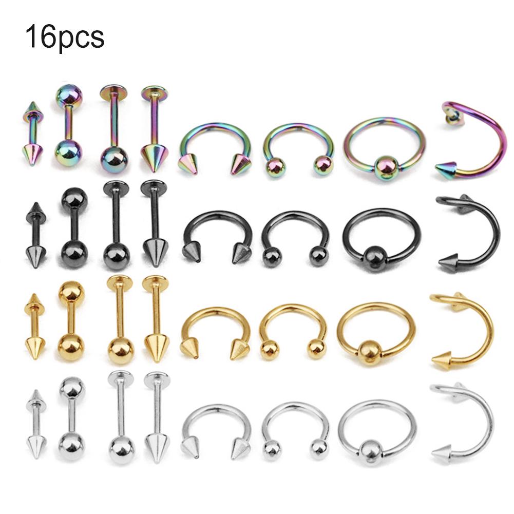 Buy TRJE Stud Lip 16Pcs Nose Eyebrow Rings Body Belly Tongue Piercing