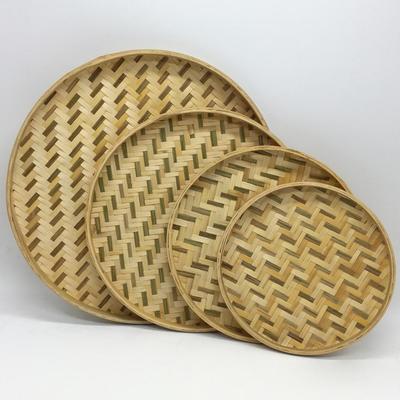 Bamboo Sieve Handmade Natural Bamboo Basket Storage Container Weaving Sieve Fruit Tea Basket Storage Organizer Storage Trays