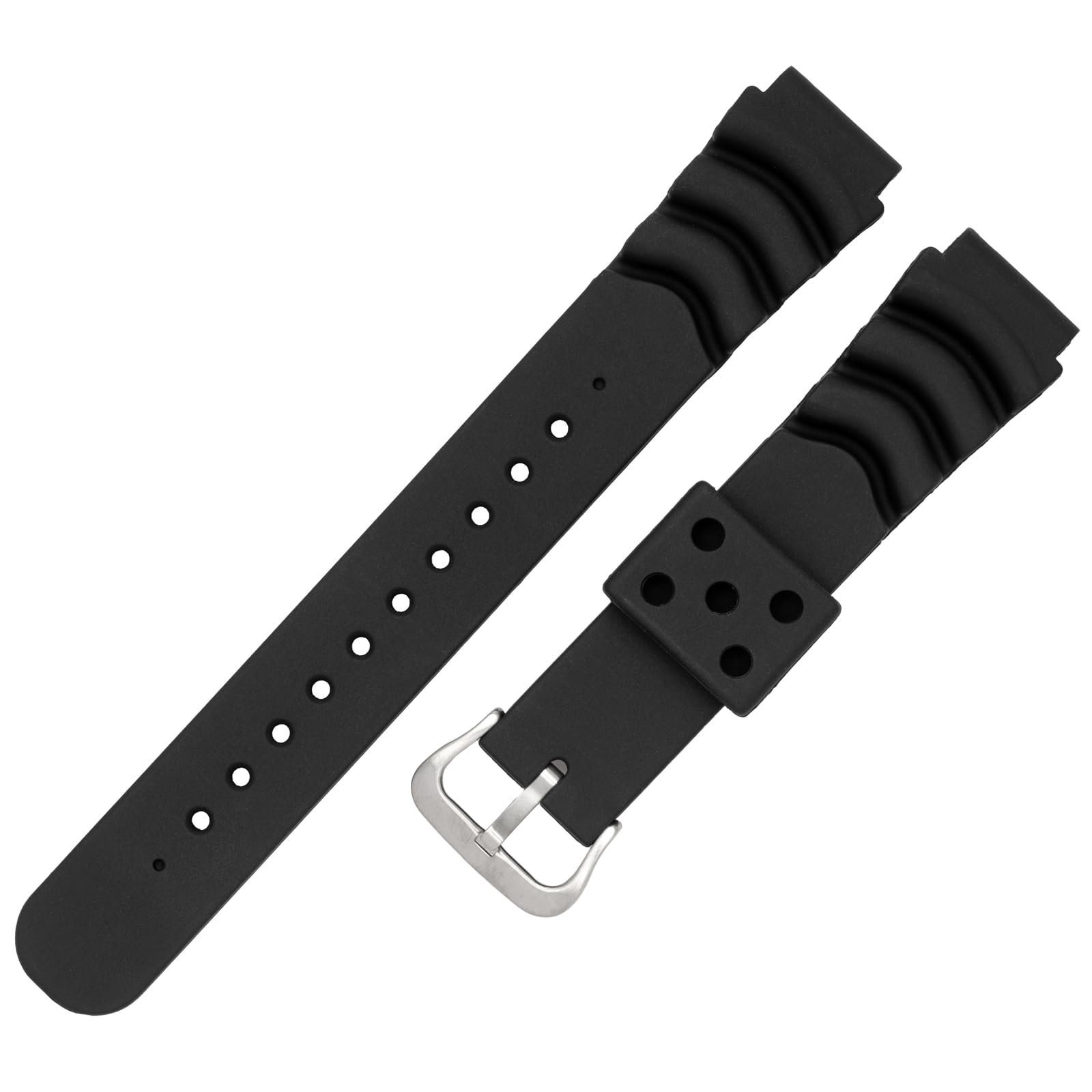 

[Clefa] Watch Strap 20mm Urethane Resin Belt Easy with Tools Black KU-18 Diver Type