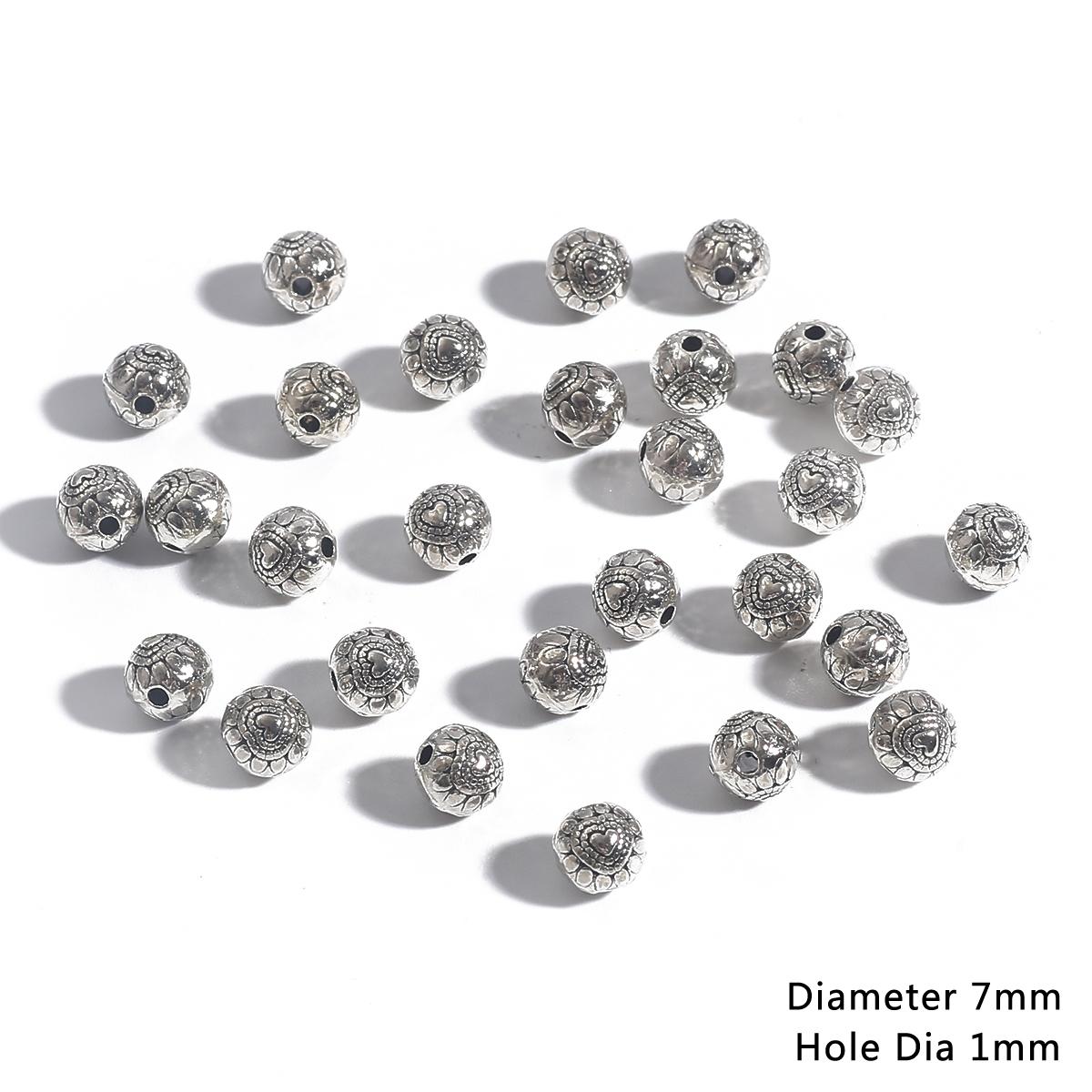 

10-50 шт. разноцветные тибетские серебряные круглые металлические бусины ручной работы, молитвенные разделительные бусины, подходят для ювелирных браслетов «сделай сам» 06 7mm 20pcs серебряный