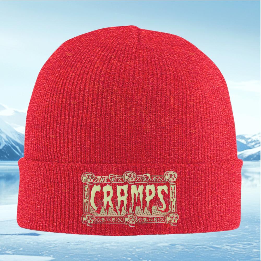 The Cramps logo skull bones design Unisex Women Unisex Knitted Hat Beanie Pullover Cap Winter Thermal Warm Christmas Outdoor Cyclin