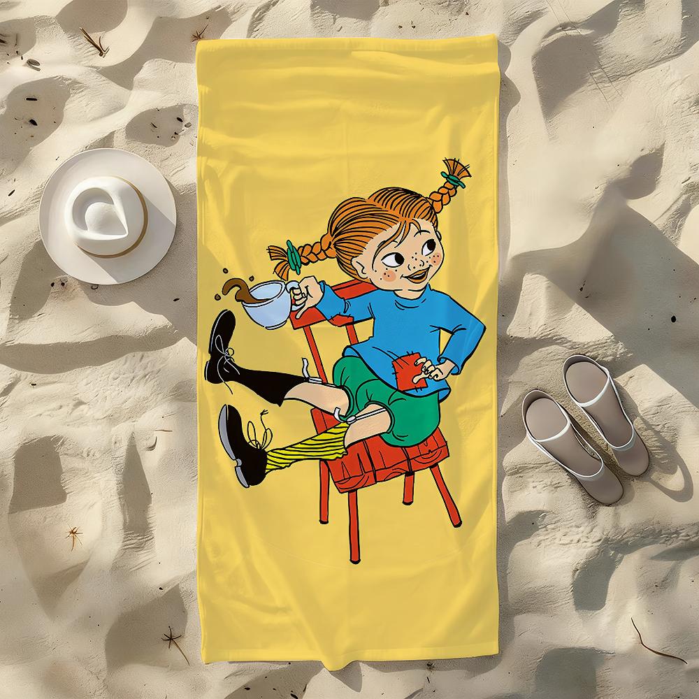 P-Pippi L-Langstrumpf Handtuch Für Schwimmen Yoga Fitnessstudio Schnelltrocknend Weich und hautfreundlich Strandtücher Ganzjahres