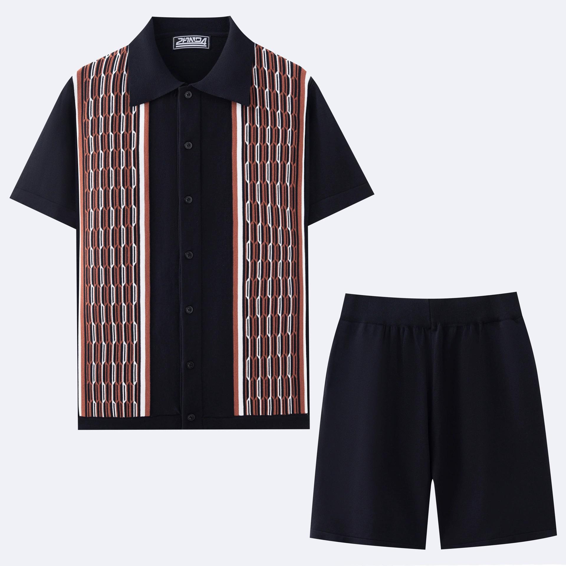 

Men s Summer Casual Cool Suit Business Gentleman Short Sleeve Jersey + Shorts Two-piece Set 3XL чорний