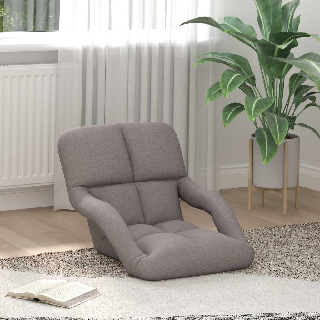 Adjustable Floor Chair with Armrests 5 Position Reclining Backrest Fabric