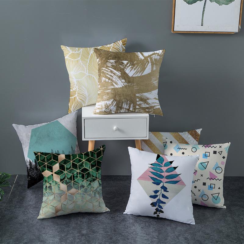 Ins Nordic Style Home Soft Decoration Gold Sofa Pillowcase Digital Printing Office Cushion Cover Pillowcase