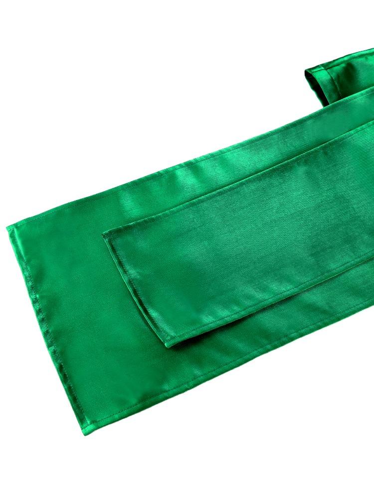 Grüner eleganter Damen Satin Minirock 3D Blume Asymmetrisch Drapierter Hoher Bund Seite Wickel Hüfte Mode Abend Weihnachtsfeier Cocktail Outfit