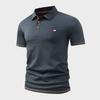 Men's Casual Short Sleeve Waffle Polo with Flag Print