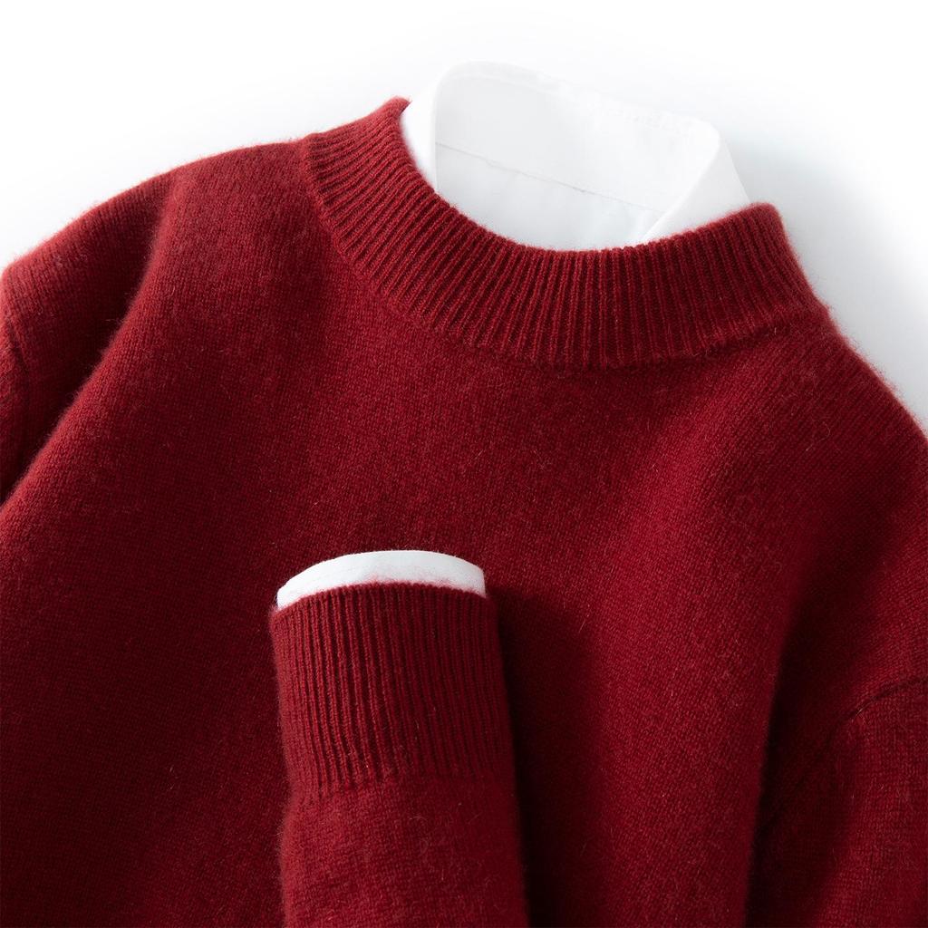 Men's Autumn Thickened Cashmere Round Neck Sweater - Light Business Style