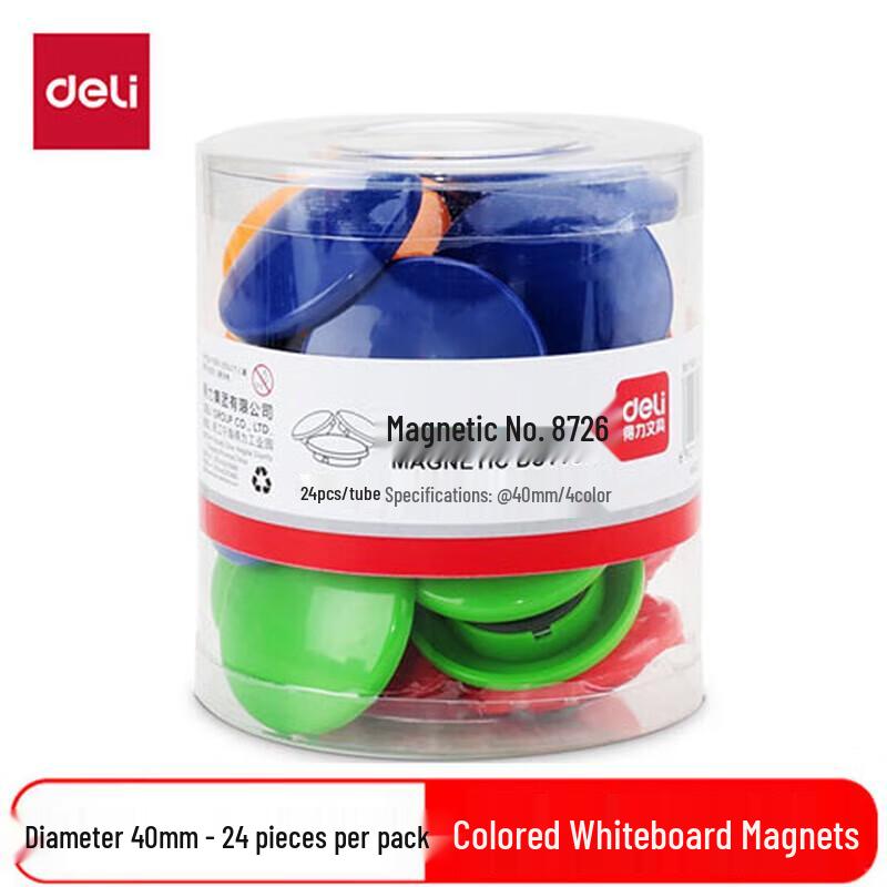 Deli 40mm Colorful Magnetic Push Pins for Whiteboards & Blackboards