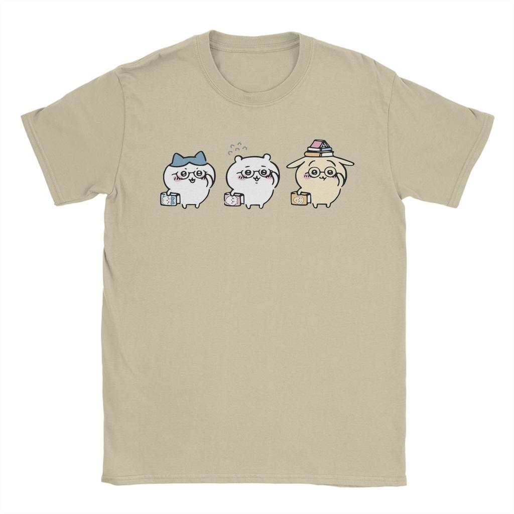 Men Nerdy Chiikawas and Friends Book Club Hachiware Usagi T Shirt Pure Cotton Tops Vintage Crew Neck Tee Shirt Gift TShirt