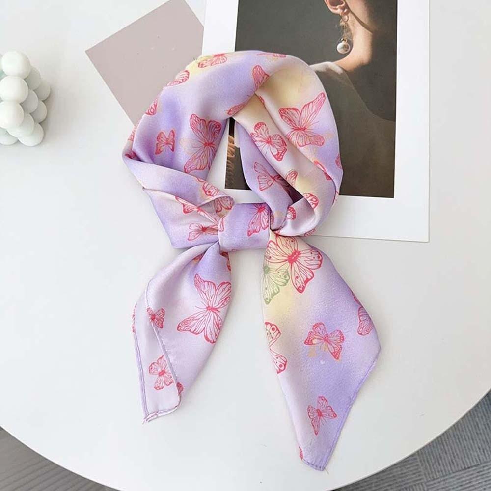Breathable Small Square Scarf Lightweight Square Handkerchief Elegant Printed Silk Scarf  Women