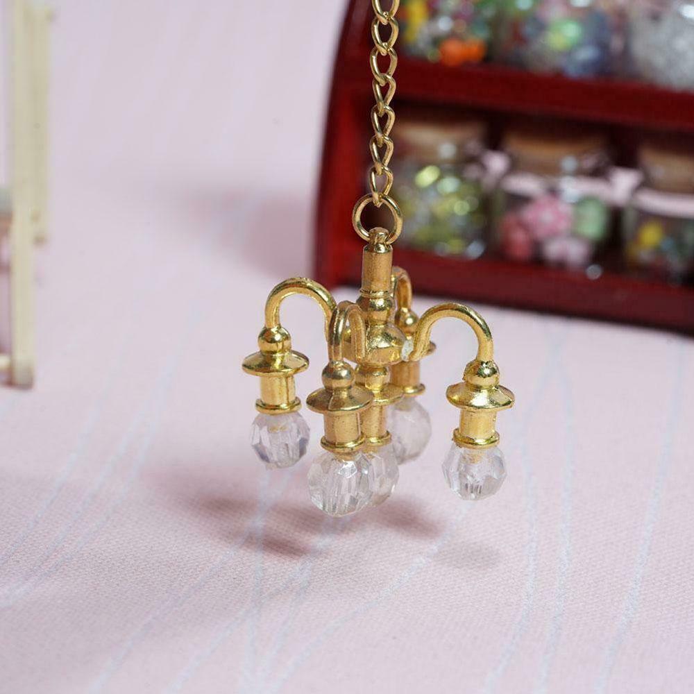 Playing House Miniature Vintage Chandelier Dollhouse Ornament Doll Accessories Ceiling Lamp Model