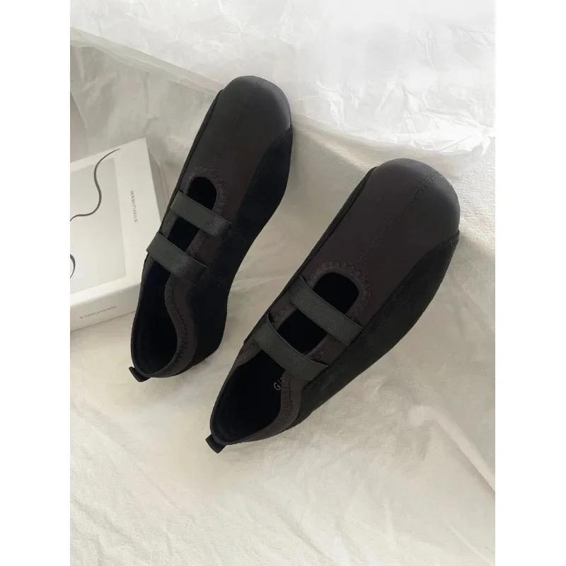 Spring Autumn New Style Soft Bottom Ballet Flat Shoes Women's Round Toe Satin Mary Janes Low Heel Comfortable Footwear