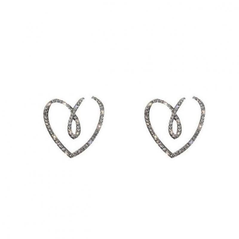 925 Silver Needle Korean Fashion Big Crystal Heart Earrings For Women Jewelry Trending New Luxury Women's Zircon Earrings