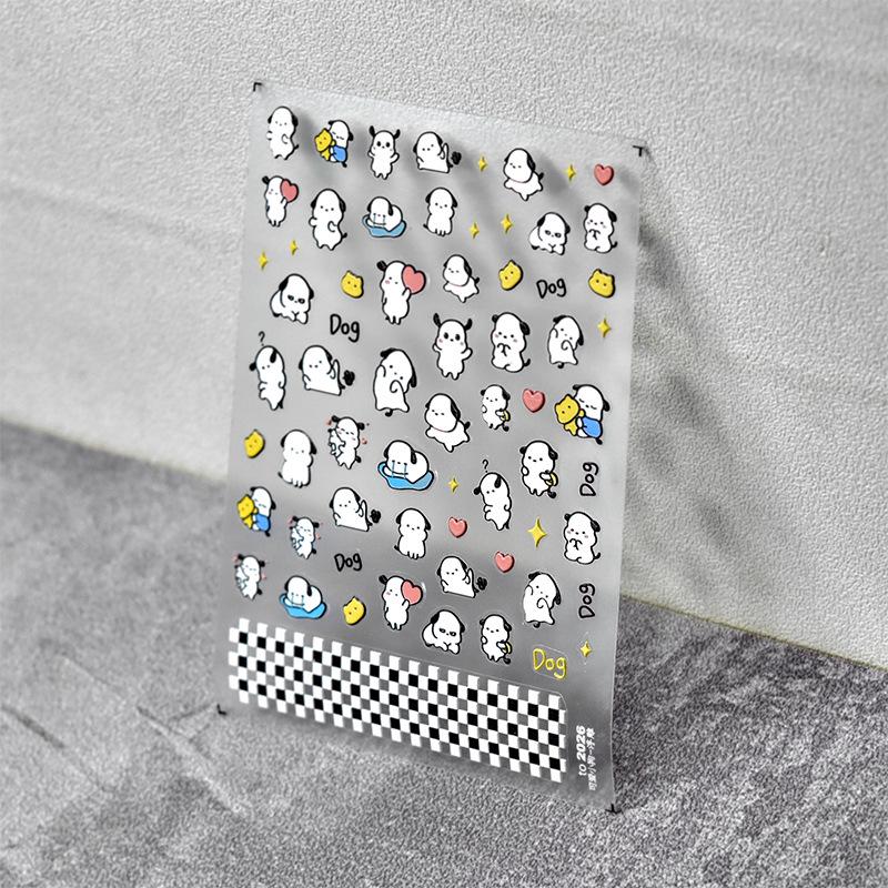 

Томони 3D Мультяшные Граффити Наклейки для Ногтей: Динозавр, Черно-белый кролик, Мелкие узоры