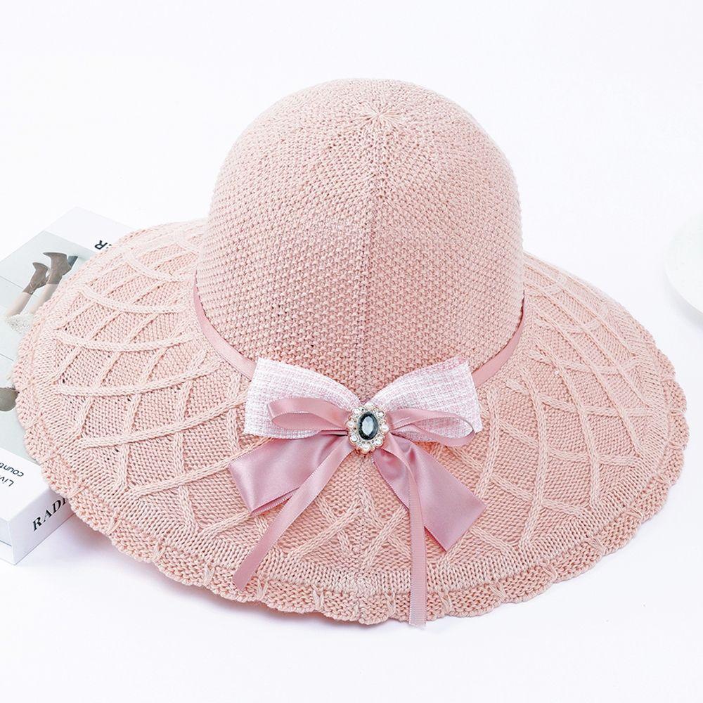 Ladies' Foldable Bow Basin Hat Summer Sun Hat Sunscreen UV Outdoor Sunscreen Cool Hat