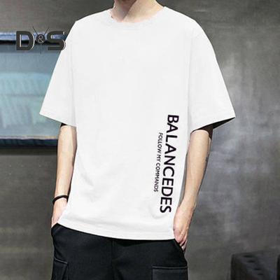 Camiseta masculina de verão, gola redonda, solta, manga curta, macia, respirável, cor sólida, tamanho grande, estampa, comprimento médio, casual, pulôver, blusa diária