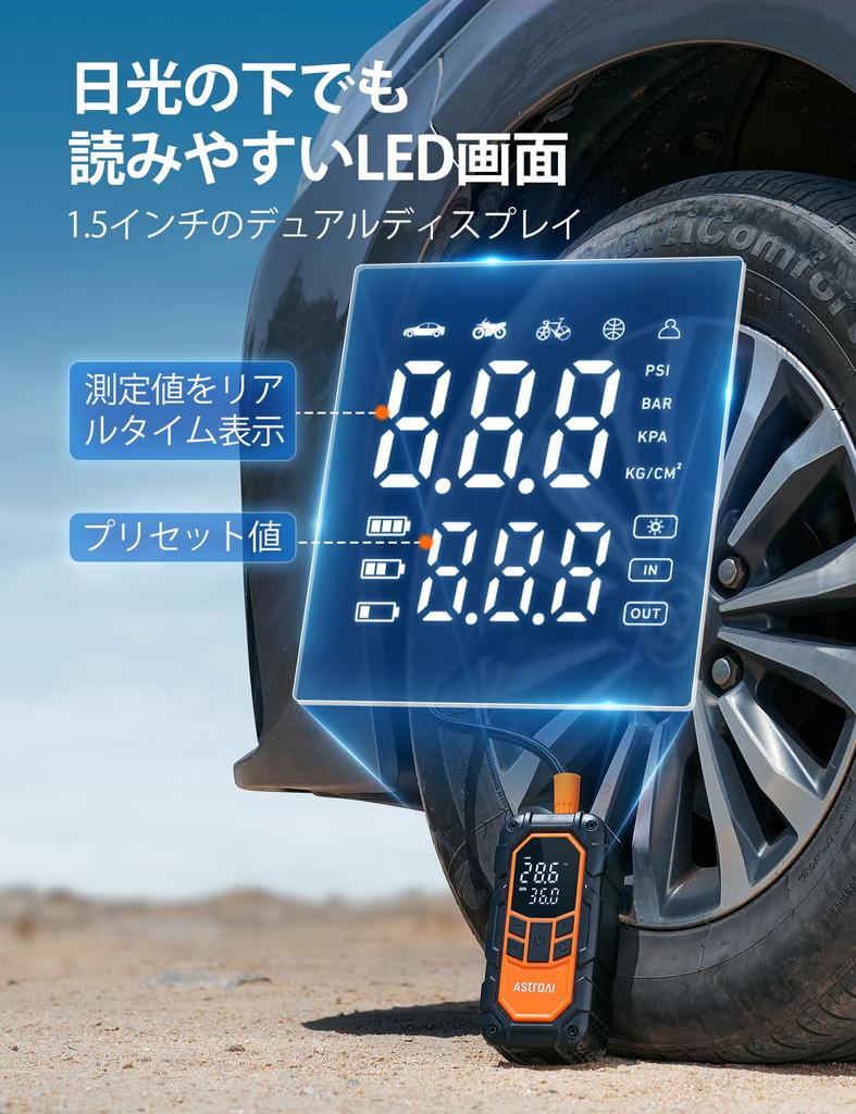 AstroAI S8 Air Nano Jump 1500A Toppbilmotorstartare med upp till Bensin och Diesel Däckpump med 12V Nödfall 10 Säkerhets Mobil LED Nödfall