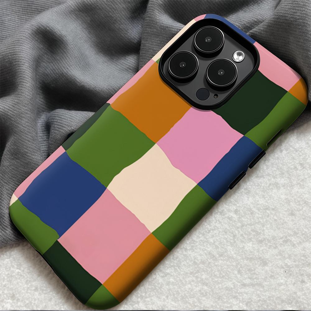 Color Blocks Phone Case for iPhone 17 16 15 14 13 12 11 X XS XR XSMAX 7 8 Air Pro Max Plus Luxury Double-layer Back Cover