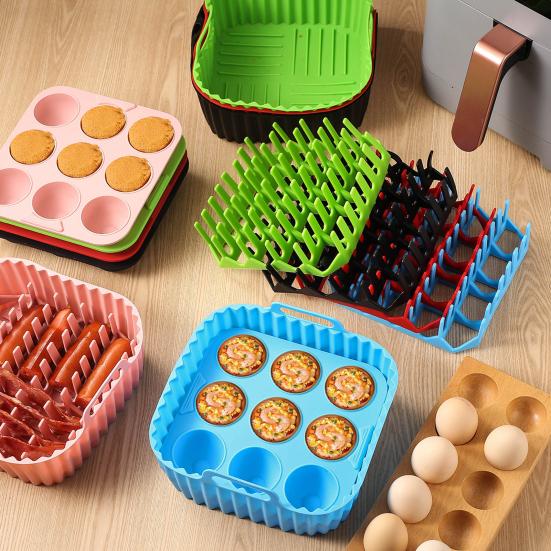 Air Fryer Silicone Basket Liners Large Square Oven Pan BBQ Grill Reusable Cake Molds for Hot Dogs Bacon Jelly
