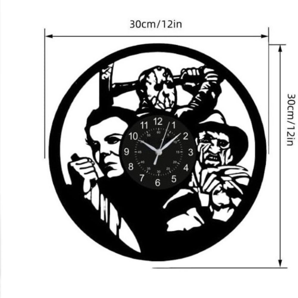Horror Movie Character Vinyl Record Wall Clock Halloween Home Decoration Horror Unique Gift Creative LED Backlight Wall Watch