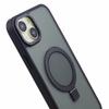 For iPhone 15 Plus Skin-touch Phone Case Kickstand Design TPU+PC+Magnet+Metal Shell Compatible with MagSafe