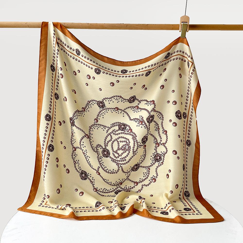 Large Scarf: Classic Camellia Headscarf, Herringbone Shawl 90*90cm