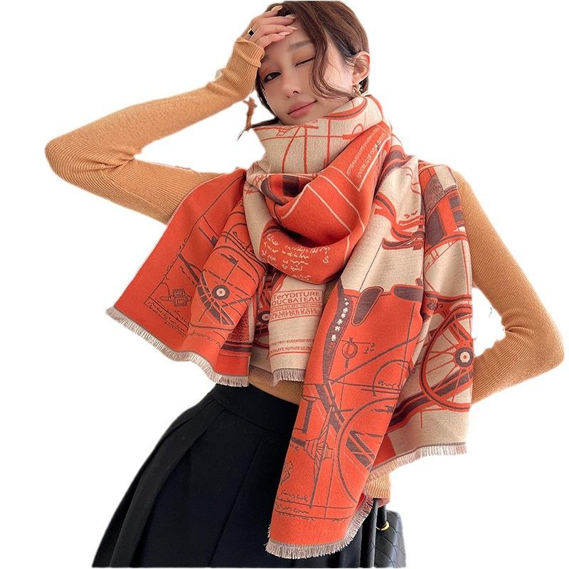 New Fashionable Imitation Cashmere Scarf for Women in Winter Versatile Double Sided Scarf To Keep Warm and Cold Proof Thickened Shawl