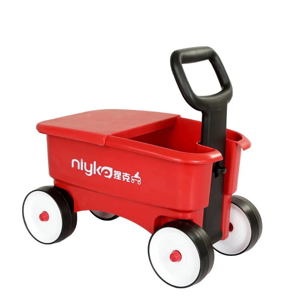 

Большая вместительная симпатичная детская тележка и ящик для хранения четырехколесного самоката, красный пластиковый ящик для хранения, подарок для мальчиков и девочек красный