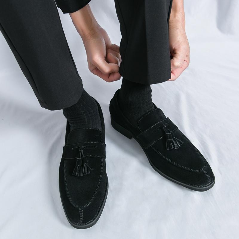 Senior Comfort Office Loafers Shoes Men's 2025 Thick-Soled Tassel Leather Slip-On Business Formal Leather Shoes New Social Shoes