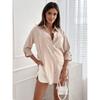 European & American Style Lace-Up Cardigan Dress with Roll-Up Sleeves