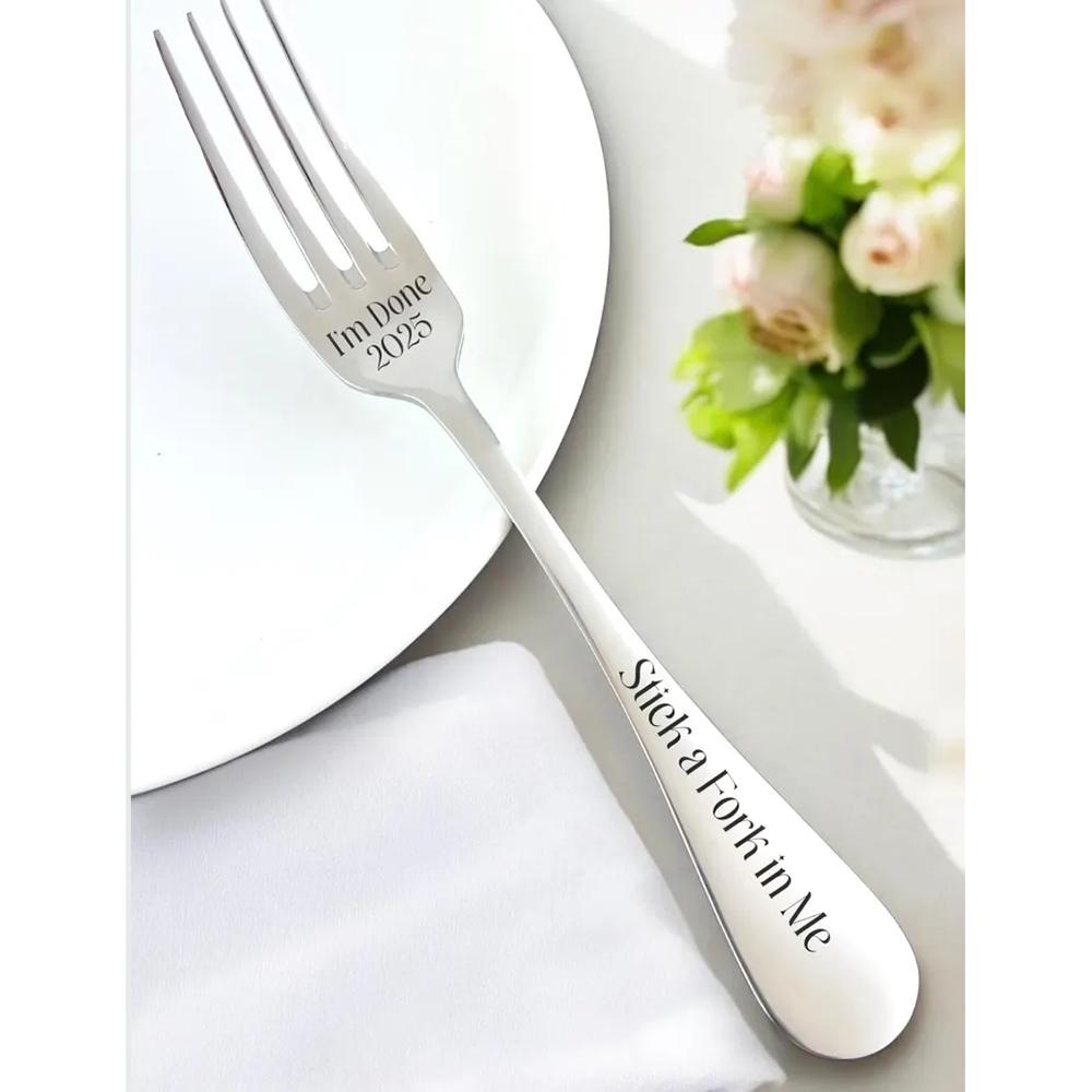 

I m Done Funny Fork Engraved Stainless Steel Fork Groom Wedding Bridal Shower Retirement Engagement Dinner Breakfast Table Gift 1pcs2.3x20.3cm