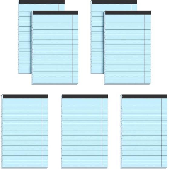 VITEVER Small Note Pads 5x8, [7 Pack] Colorful College Narrow Ruled Legal Pads,Micro Writing Pads Perforated Lined Note Paper for Study, Office,