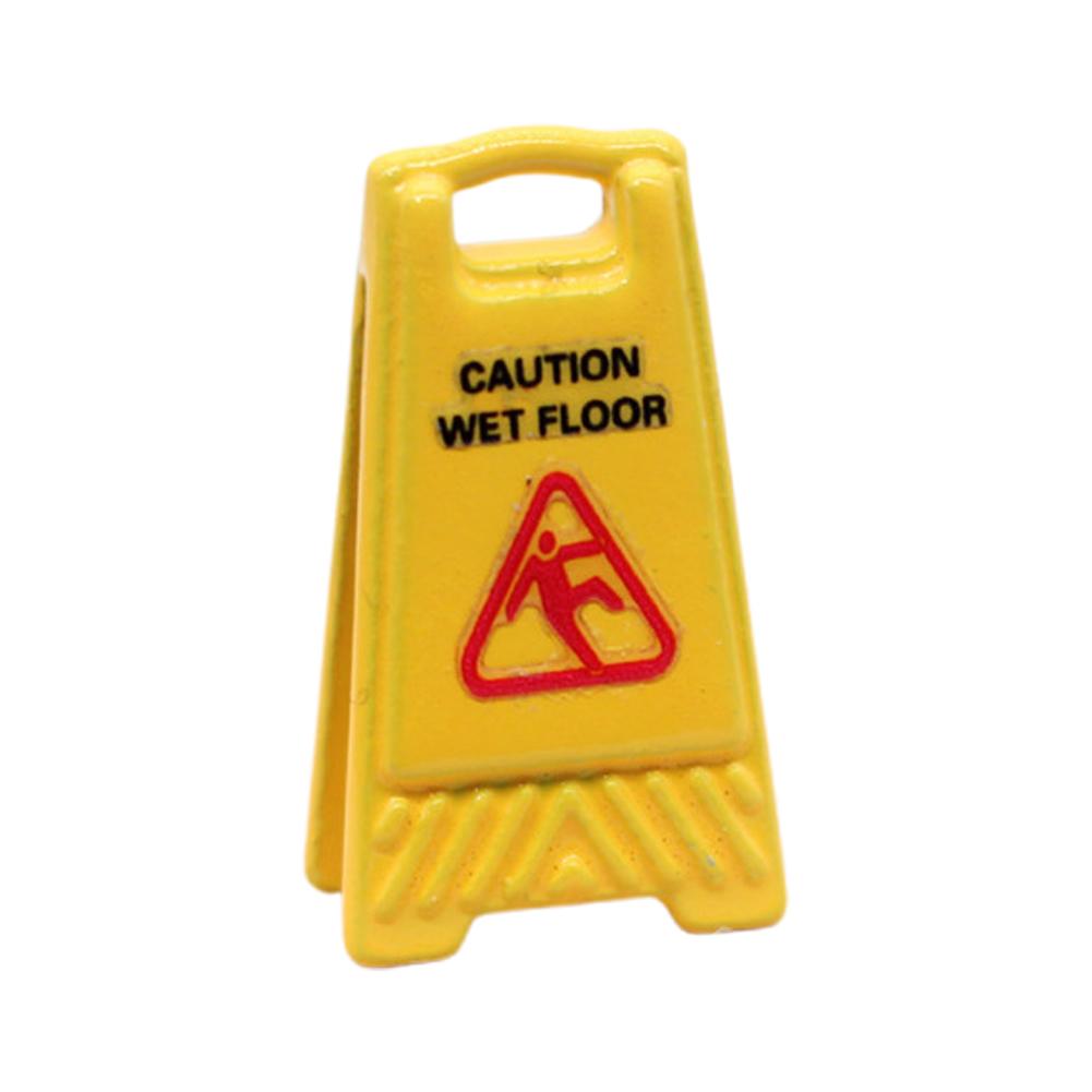 Miniature Toy House Wet Floor Warning Sign Educational Role-playing Decoration Decora Z3A7