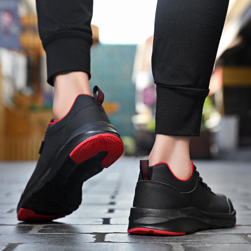 TUINANLE Schwarze Schuhe für Herren, atmungsaktive Laufschuhe, leichte Schnürschuhe, lässige Plateau-Sneakers für Herren