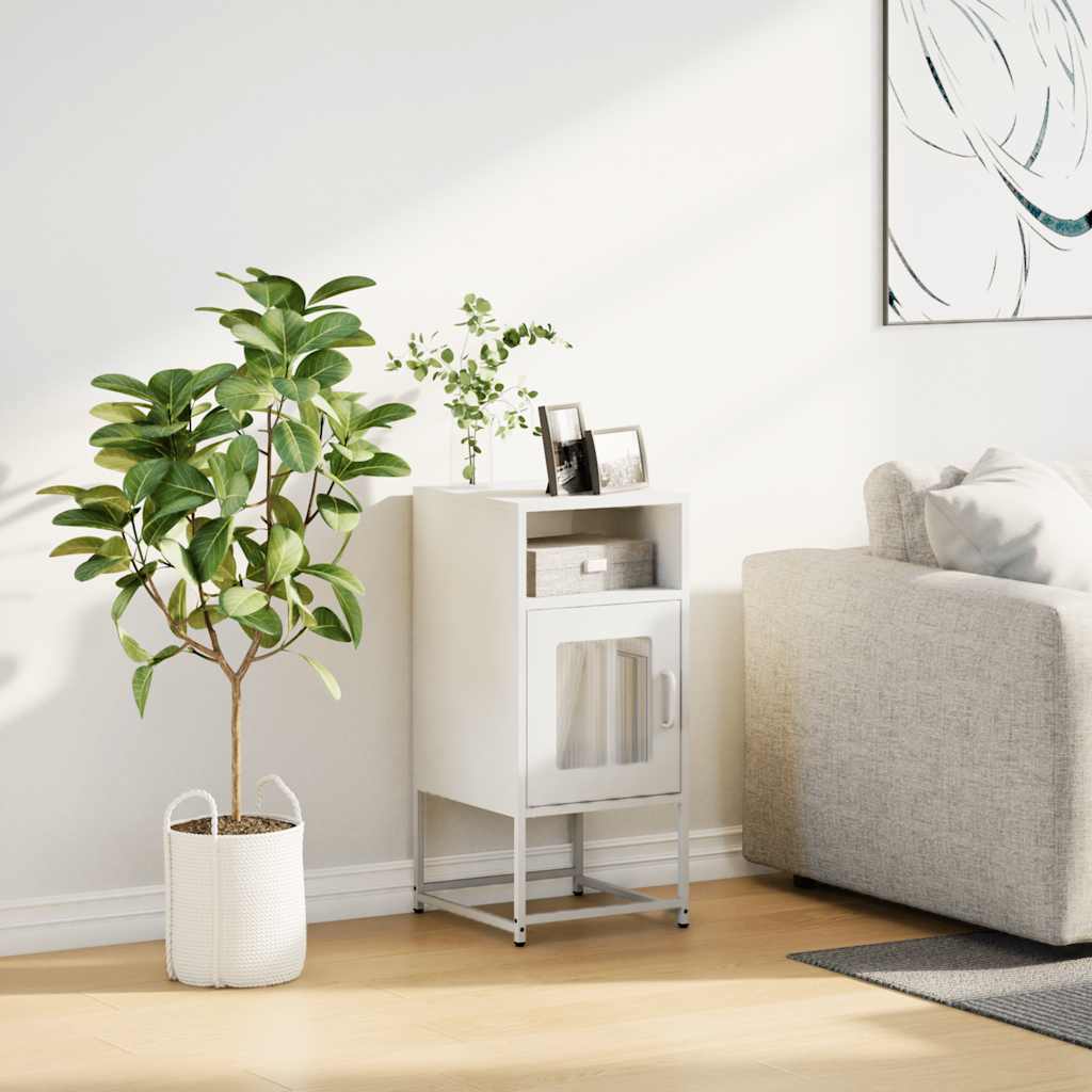 Nightstand White 36x39x78 cm Cold Rolled Steel