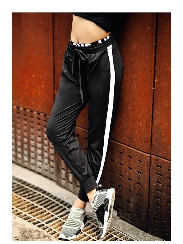 

Women s Elastic Waist Quick-Dry Letter Print Sweatpants - Breathable Color Block for Running and Fitness (Autumn/Winter) Large чёрный