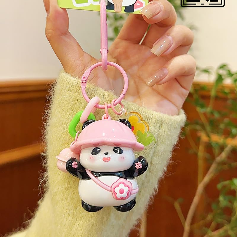 Yocipa Cute Panda Keychain, Cute Bag Charm, Panda Keychain, Character Bag Decoration, Stylish Animal PVC Keychain (Pink)