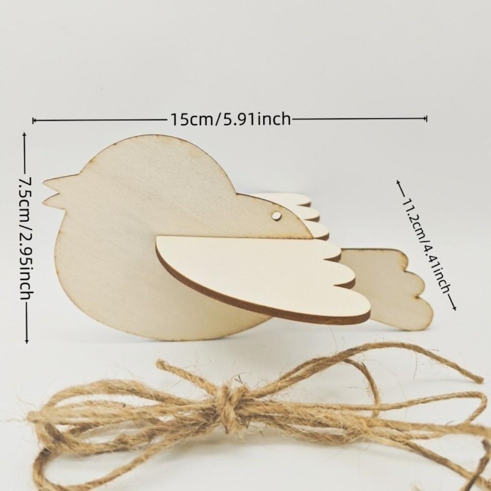 Unfinished Wooden Bird Craft Kit with Rope Handmade 3D Wood Bird Ornament with Wings Painting DIY Bird Hanging Decor